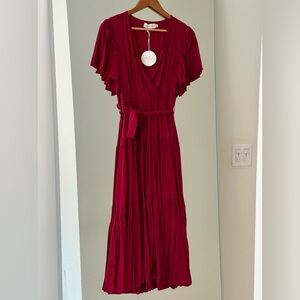Wine red midi dress
